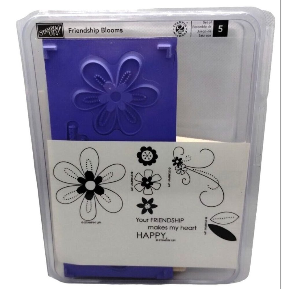 Stampin Up Friendship Blooms 5 Piece Rubber Stamp Set Unmounted 2006 Floral